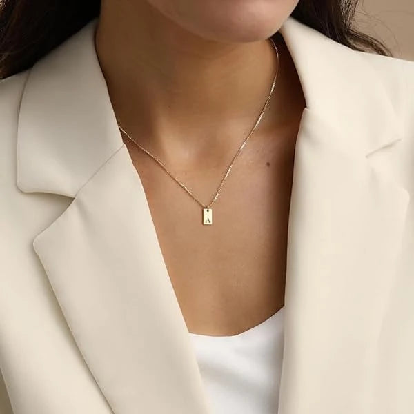 Golden Grace Shape Pendant Initial Necklace